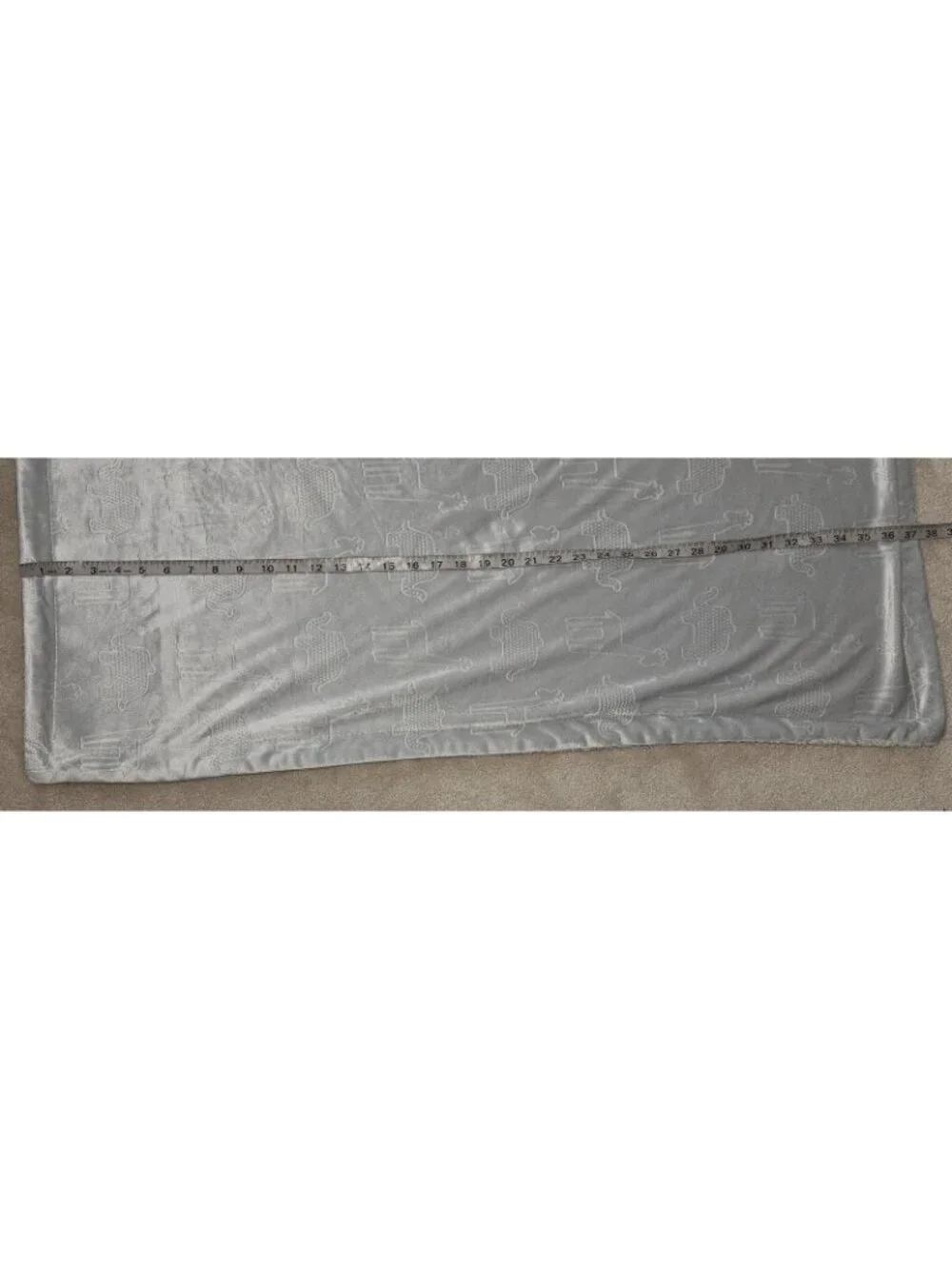 RN 119741 Solid Gray Baby Blanket Fleece Embossed Animal Safari Elephant Giraffe